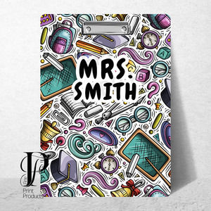 Teacher Supplies Outline Clipboard Customized Personalized with Your Name
